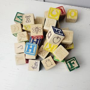 Wooden Toy Blocks 31 pc. Letters, Numbers, Animals etc.